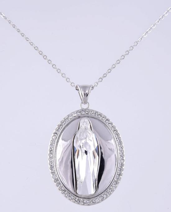 Virgin Mary Silver Plated Necklace