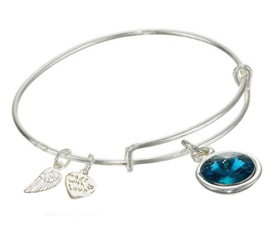March Birthday Stone Bracelet- Blue Teal